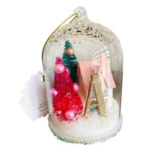 Anthropologie Festive Letter A Snow Globe Ornament Village House and Trees New